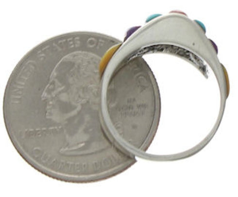 Southwestern Sterling Silver Multicolor Ring Size 6-1/2 VX36690